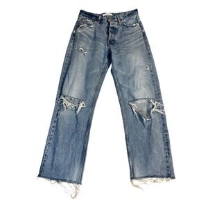 Moussy Vintage Distressed Ripped Destroyed Jeans Size 27 Light Wash Denim